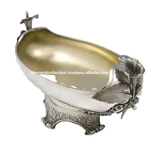 Stylish Boat Serving Dish for Home Hotel restaurant Dinner Serving Bowl Silver Plated Modern Design Brass Rice Dal Serving Dish