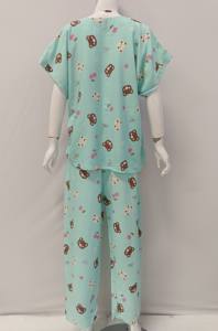 Pijama de manga corta, conjunto de pantalones largos con ropa con cuello en V para dormir o relajarse en Casa - Product Image 4