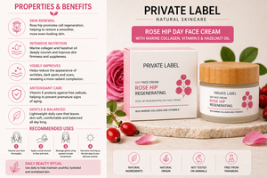 Crème pour le visage à la rose musquée en marque privée 50 ml OEM |   Crème réparatrice anti-âge au collagène |   Soins des rides et des cicatrices |   Fabriqué en Espagne UE - Product Image 3