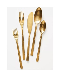 Cubiertos con mango de calidad superior Cubiertos de comedor Juego de cubiertos de latón y metal con acabado ecológico para uso doméstico - Product Image 3