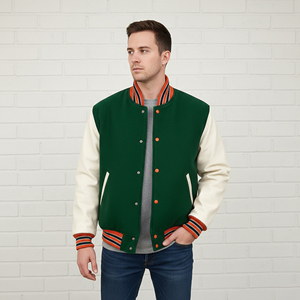 Veste universitaire pour homme en laine 100% respirante et imperméable, sur mesure, logo imprimé personnalisé, streetwear, longue, bicolore - Product Image 3