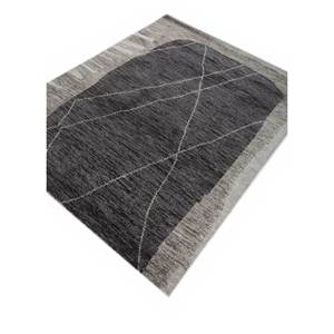 Zuri Large Hand Knotted Wool <b>Rug</b> Grey & <b>Black</b> Abstract Tibetan Design for Living Room or Bedroom-Lca-7043 - Product Image 2