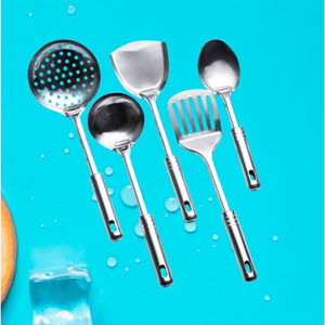 Juego de 5 Uds de Metal multifuncional para servir alimentos, utensilios de cocina, cubiertos de acero inoxidable, mesa pulida con espejo - Product Image 3