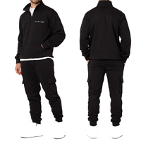 Pantalons cargo, survêtements, haute qualité, 100% coton épais, décontractés, ensemble de sweat-shirts à demi-zip pour hommes avec logo personnalisé, survêtements à fermeture éclair