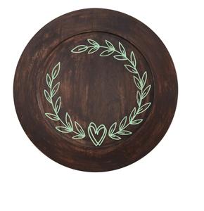 Plaque de présentation moderne en bois de luxe gravée couronne de laurier cœur brun foncé lavable au lave-vaisselle à la main 100pcs - Product Image 1