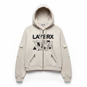 เสื้อฮู้ดดี้ผู้ชาย น้ำหนัก 500 กรัม ผ้าโพลีเอสเตอร์/คอตตอน เฟรนช์เทอร์รี่ ทรงหลวม แบบครอป 3 มิติ สำหรับงานปัก เสื้อพูลโอเวอร์ ฤดูหนาว - Product Image 2