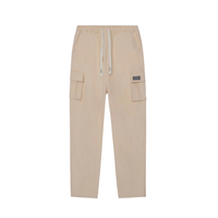 Pantalon cargo unisexe kaki en modal écologique à séchage rapide, style urbain, coupe droite large, devant plat, taille élastique, grandes tailles pour hommes