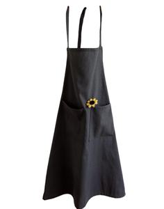 Delantal de cocina con diseño de logotipo personalizado para hombre y mujer, de algodón y poliéster, Color negro puro, babero para jardín - Product Image 1