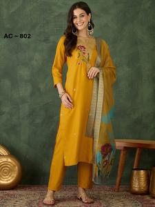 Trendy Designer <b>Indian</b> Pakistani Rayon <b>Fabric</b> Yellow Salwar Suit Latest Exclusive Women Fancy New Party Wedding Casual Wear - Product Image 4