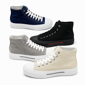 Zapatillas de Lona con Plataforma para Hombre, Estilo Urbano, con Cordones, Punta Redonda, Diseño Láser, Antideslizantes, de Goma, para Skate - Product Image 1