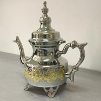 Nouvelle Arrivée Théière/Cafetière en Laiton Faite à la Main Style Marocain, Finition Bicolore, Écologique, Durable, Qualité Alimentaire, Portable