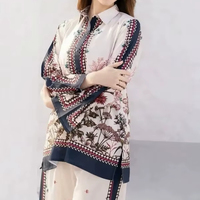 Ensemble Modeste 2 Pièces pour Femme Unity Luxure Premium, Imprimé Floral Numérique, Tissu en Soie Crêpe Satinée Respirant, Élégant et Long
