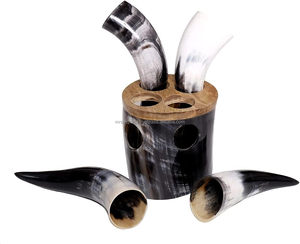 100% xuất khẩu chất lượng Trâu/bò sừng hoàn thành <span class=keywords><strong>4</strong></span> Mảnh Viking uống bia sừng thiết lập với sừng đứng mã não bởi M R S xuất khẩu - Product Image 3