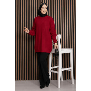 Suéter de Punto Grueso Vintage para Mujer, Color Rojo con Estampado Floral, Delgado, Transpirable, Suave, Estilo Casual para Primavera y Otoño - Product Image 4