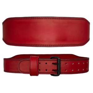 เข็มขัดหนังยกน้ำหนักสำหรับทุกเพศสีแดงดีไซน์ตามสั่ง - Product Image 1