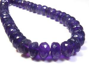 ลูกปัดอเมทิสต์สีม่วงทรงรอนเดลเหลี่ยมเพชรพลอยจากบราซิล ขนาด 9-9.5 มม. ความยาว 10 นิ้ว แบบร้อยเป็นเส้น  คุณภาพสูงสุด น้ำหนัก 150 กะรัต - Product Image 2