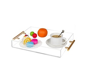 Table de plateau en acrylique durable en gros avec poignée en or plateau en acrylique pour taille personnalisée prix bon marché avec vente - Product Image 2