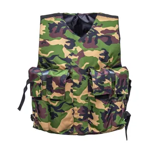 Wholesale Custom Logo Woodland Camo Strong Padded Protection Field Vest Holds 4 Pods Adjustable Side Strap Paintball Vest