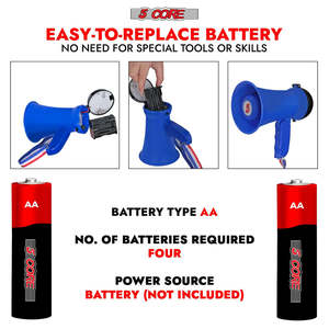 Mégaphone 5Core 15W, haut-parleur PA pour enfants avec portée de 400 yards, sirène, léger, puissant, mini mégaphone - Product Image 6