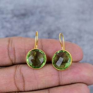 Pendientes de Peridoto Elegantes, Pendientes de Peridoto de Oro, Plata de Ley 925, Pendientes de Alambre Celestiales, Joyería de Boda Hecha a Mano - Product Image 2