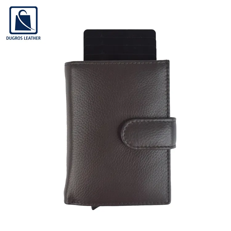 Factory Direct Sale Modern Design Luxury Nickle Fitting Matching Stitching Genuine Leather Smart Card Wallet from India