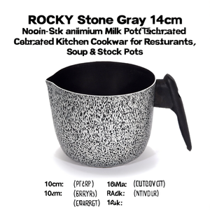 ROCKY Stone Gray 14cm Non-Stick Aluminum Milk Pot Enamel Coated Kitchen <b>Cookware</b> for Restaurants - Product Image 2