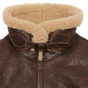 Blouson aviateur B-6 en cuir véritable pour homme, écologique, vintage, en peau de mouton, imperméable, coupe-vent, hiver, logo OEM sur le devant - Product Image 4