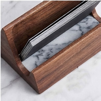 Porte-cartes de visite et organisateur de bureau en bois d'acacia écologique fait main, design moderne pour la maison et le bureau