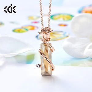 CDE N1764 прекрасное ювелирное изделие изящное ожерелье с цветком розы женское розовое ожерелье с кристаллами ювелирные изделия с покрытием из розового золота - Product Image 5