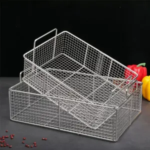 High Quality Kitchen Steel Stainless Steel Wire Mesh Basket With Metal Handle Vegetable Basket