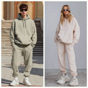 Conjunto Deportivo Unisex Extra Grande, Hombros Caídos, Cuello Redondo, Lavado Ácido, Color Sólido, Ecológico, Resistente al Viento, Estilo Urbano, Tejido Grueso - Product Image 3