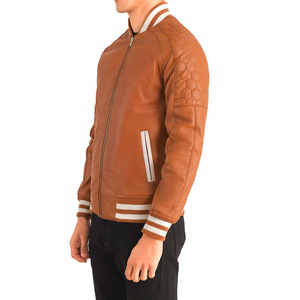 Veste Letterman en toile respirante de haute qualité, corps en laine, manches en cuir véritable, style vintage, vêtement d'hiver élégant et tendance pour - Product Image 2