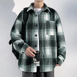 Camisa a cuadros para hombre, ajuste holgado, estilo informal, ropa de estilo otoñal, Top retro de manga larga con botones - Product Image 5