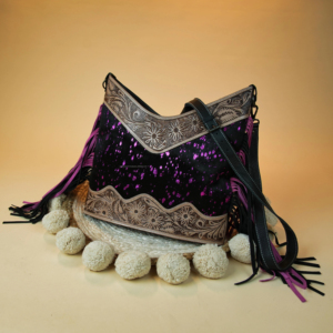 กระเป๋าพาดลำตัวหนังเมทัลลิกทำจากหนังแท้มีพู่ห้อยขนาดใหญ่กระเป๋าหนังตะวันตก - Product Image 2