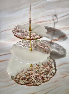 Latest Design Resin <b>Cake</b> <b>Stand</b> for Occasions and Birthday Party <b>Cake</b> Holder for Restaurants Modern Look <b>3</b> <b>Tier</b> Metal Resin <b>Stand</b> - Product Image 1