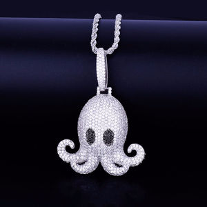 Pendentif Octopus Hip Hop personnalisé par de l'or massif 10kt et des diamants de laboratoire ronds et brillants - Product Image 1