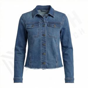 Veste en jean sur mesure OEM, dernier design, lavage en coton, coupe ajustée, manches longues, veste en denim pour femmes, tendance de la mode, vêtements décontractés - Product Image 1