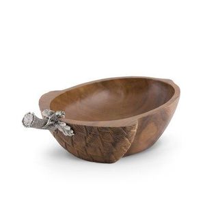 Dernier bol décoratif en bois de manguier avec manche en forme d'oiseau Plateau de service unique pour salade de fruits ou décoration intérieure Plat de cuisine en bois - Product Image 1