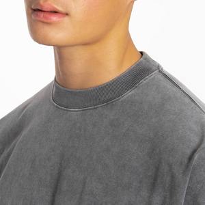 T-shirt court pour homme en coton épais 100 %, coupe oversize et carrée, avec logo personnalisé, en tissu tricoté uni et formel, écologique - Product Image 2