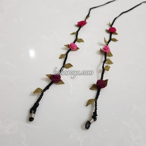 İğne Oyası Tomurcuk Gözlük İpi Pembe-Açık Pembe-Şarabi - Product Image 1