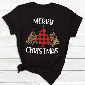 Diseño de vacaciones OEM Mujeres Diseño de tamaño corto holgado suelto para ODM Personalizable máxima comodidad Camiseta de Navidad - Product Image 4