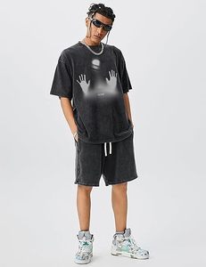 เสื้อยืดพิมพ์ลายกราฟิกผู้ชาย Y2k เสื้อยืดโอเวอร์ไซส์สไตล์วินเทจ เสื้อสตรีทแวร์ลำลอง แขนสั้น สีดำ ผ้าฝ้าย - Product Image 2