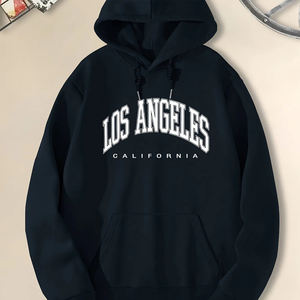 Pull à capuche en molleton de coton, sweat à capuche en tissu doux et respirant de style streetwear avec poche et capuche à cordon de serrage réglable - Product Image 2