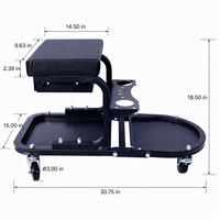 Asiento Mecánico Rodante TWS con Bandeja para Herramientas, Capacidad de 300 lb, Negro Pulido, Giratorio 360°, GAPSTL006