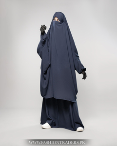 Jilbab modeste en deux pièces pour femmes musulmanes manches élastiques laine pêche tissu droit toutes saisons occasions vêtements fabriqués en usine - Product Image 6
