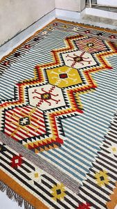 Elegante estilo Vintage tejido a mano Kilim Dhurrie lana yute tejido plano tradicional indio alfombra bellamente hecha a mano Vintage - Product Image 2