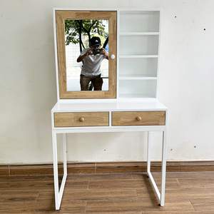 Modern BTD68056 Dressing Table with Storage Compartment and Opening <b>Mirror</b> <b>Panel</b> Wood Style - Product Image 3