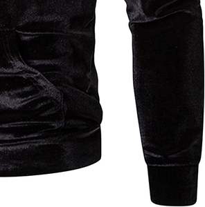 Sudaderas con capucha de terciopelo para hombre, suéter con capucha de manga larga de Color sólido, blusa cálida de invierno a la moda informal - Product Image 4