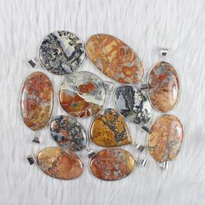 สร้อยคอจี้เงินสเตอร์ลิงทำด้วยมือเครื่องประดับอัญมณี maligano Jasper การตั้งค่าหนามเตยขายส่งเสน่ห์ชุบ - Product Image 2