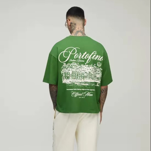 Camiseta Oversize de Hombre 2025 Estilo Urbano 100% Algodón 250GSM Teñido en Hilo Tejido Personalizado Premium Larga Ecológica Transpirable - Product Image 1